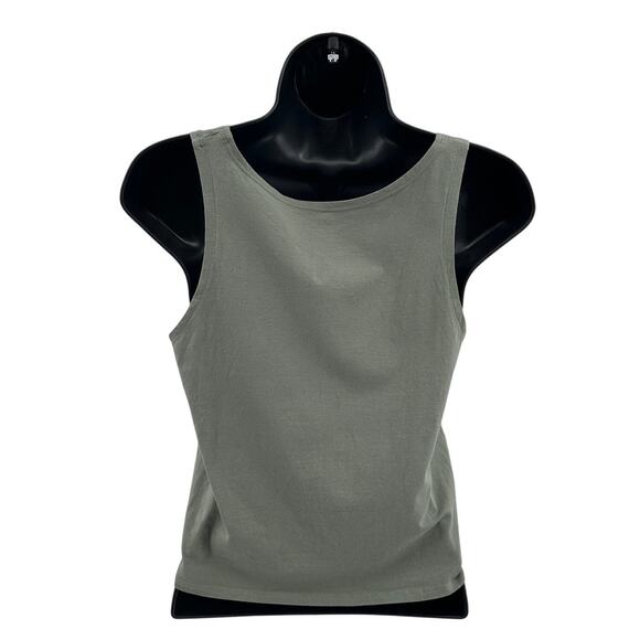 H&M Basic Tank Top Girls 16/18 Green Knotted Hem Cropped Palm Tree Embroidered - Picture 5 of 9